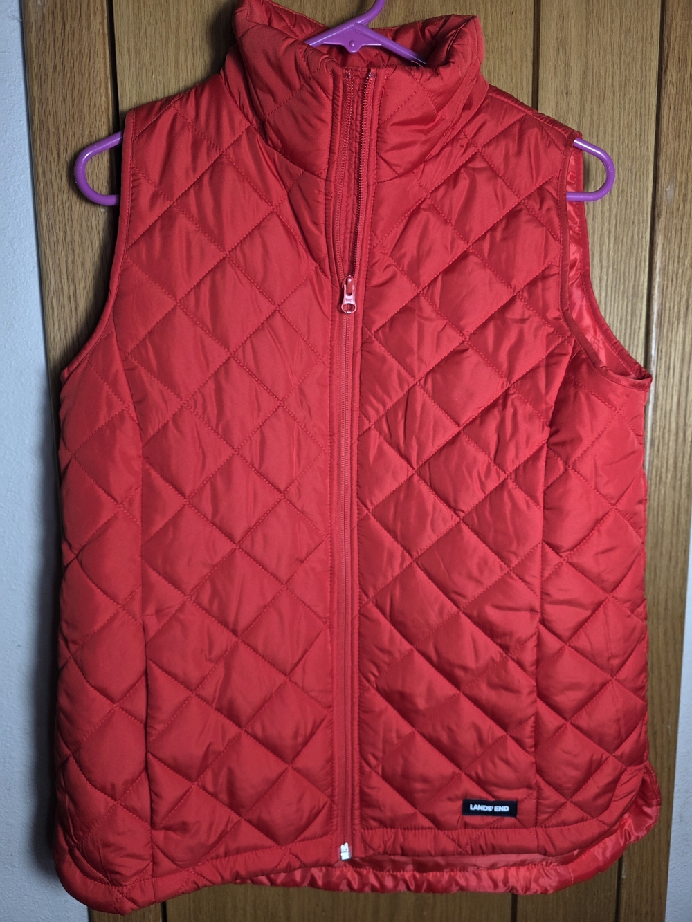 Lands' End Crimson Quilted Vest XS Women's Preppy Warm Cozy